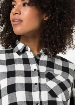 Flanell-Longbluse aus reiner Baumwolle