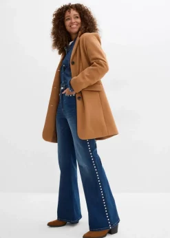 Flared-Jeans High Waist mit Nietenbesatz