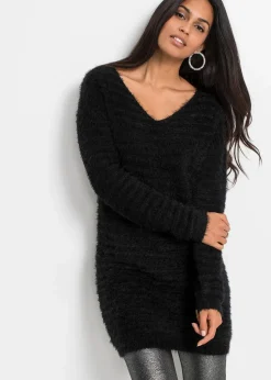 Flauschiger Long-Pullover