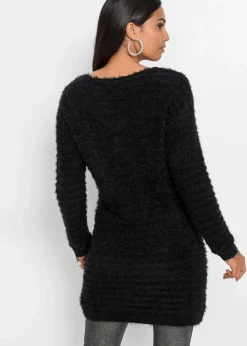 Flauschiger Long-Pullover