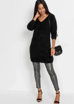 Flauschiger Long-Pullover