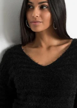 Flauschiger Long-Pullover