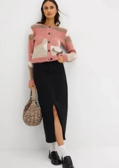 Gemusterte Strickjacke mit Knopfleiste