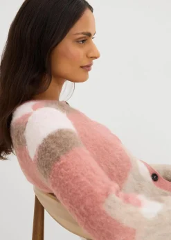 Gemusterte Strickjacke mit Knopfleiste
