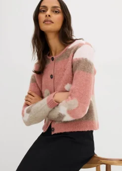 Gemusterte Strickjacke mit Knopfleiste