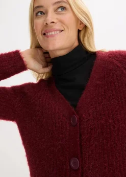 Gerippte Grobstrickjacke