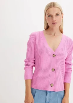 Gerippte Strickjacke