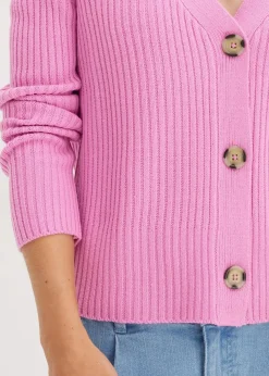 Gerippte Strickjacke