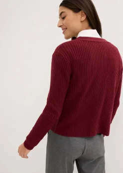 Gerippte Strickjacke