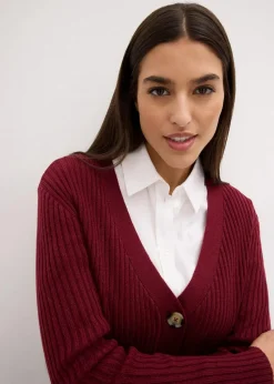 Gerippte Strickjacke