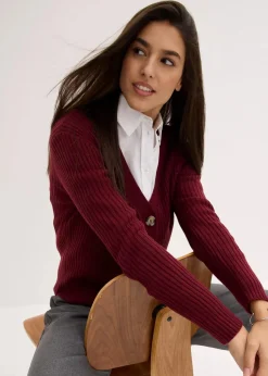 Gerippte Strickjacke