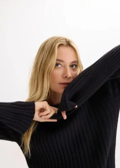 Gerippter Oversize-Pullover