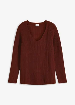 Gerippter Pullover aus reiner Baumwolle