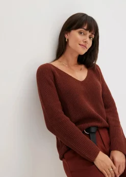 Gerippter Pullover aus reiner Baumwolle