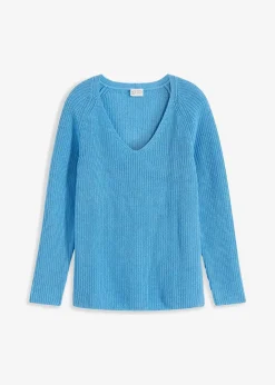 Gerippter Pullover aus reiner Baumwolle