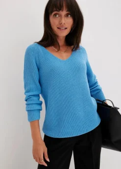 Gerippter Pullover aus reiner Baumwolle