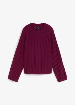 Gerippter Pullover, verkürzt