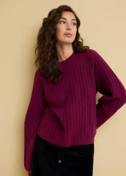 Gerippter Pullover, verkürzt