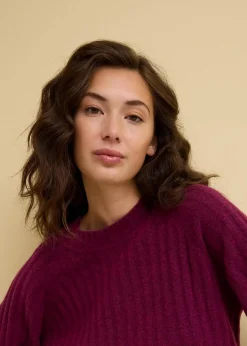 Gerippter Pullover, verkürzt