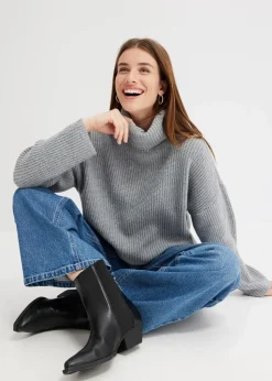 Gerippter Rollkragenpullover