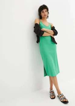 Geripptes Bodycon-Kleid aus elastischem Baumwoll-Mix