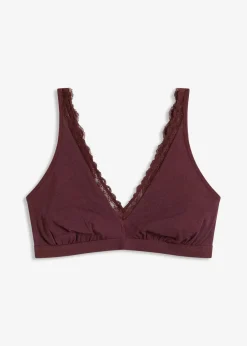 Geripptes Bralette mit Bio-Baumwolle und Spitze