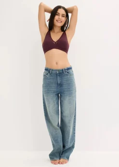 Geripptes Bralette mit Bio-Baumwolle und Spitze