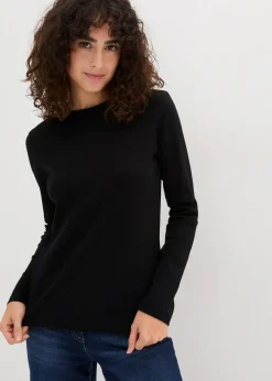 Geripptes Langarmshirt aus reiner Baumwolle