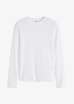 Geripptes Langarmshirt aus reiner Baumwolle