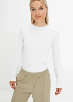 Geripptes Langarmshirt aus reiner Baumwolle