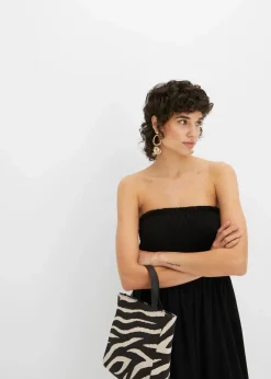 Gesmoktes Trägerkleid aus leichtem Crêpe