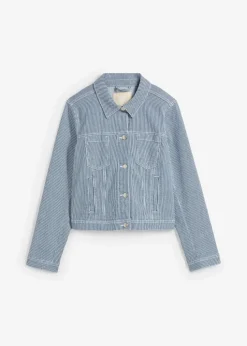 gestreifte Jeansjacke, verkürzt