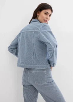 gestreifte Jeansjacke, verkürzt