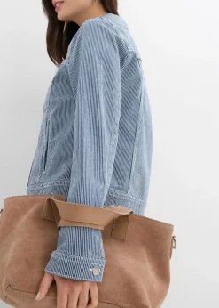 gestreifte Jeansjacke, verkürzt