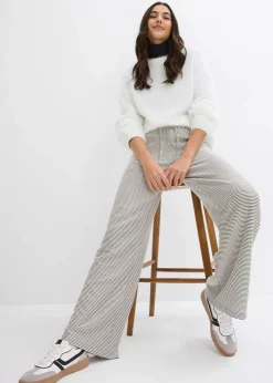 Gestreifte Jersey-Hose mit Kordelzug aus Baumwoll-Mix