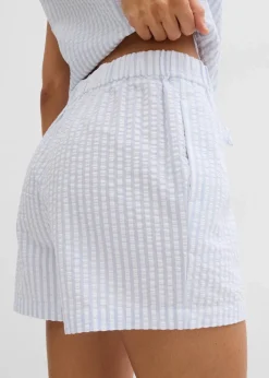 Gestreifte Schlupf-Shorts aus reiner Baumwolle