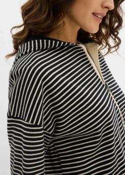 Gestreifte Sweatjacke aus Baumwoll-Mix