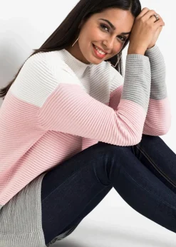 Gestreifter Long-Pullover