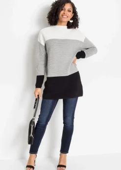 Gestreifter Long-Pullover