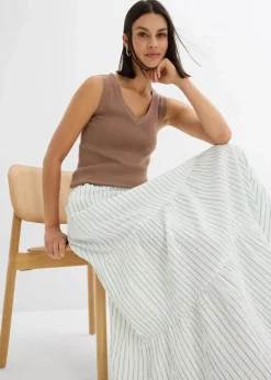 Gestreifter Maxirock aus reiner Baumwolle