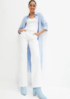 Gestreiftes Blusenkleid mit Bindeband