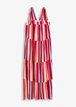 gestreiftes Trägerkleid aus strukturierter Viskose