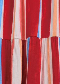 gestreiftes Trägerkleid aus strukturierter Viskose