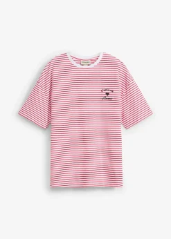 Gestreiftes T-Shirt mit Stickerei