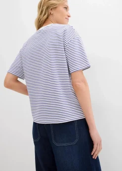 Gestreiftes T-Shirt mit Stickerei