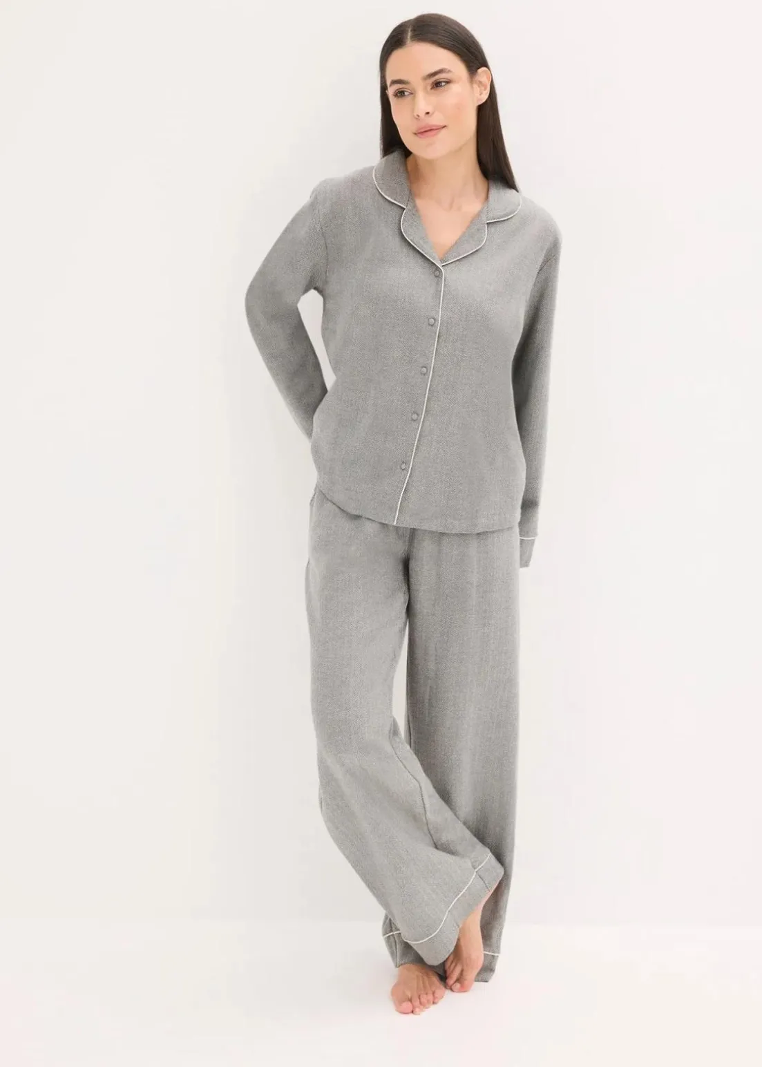 Gewebter Flanell Pyjama mit Fischgrätmuster