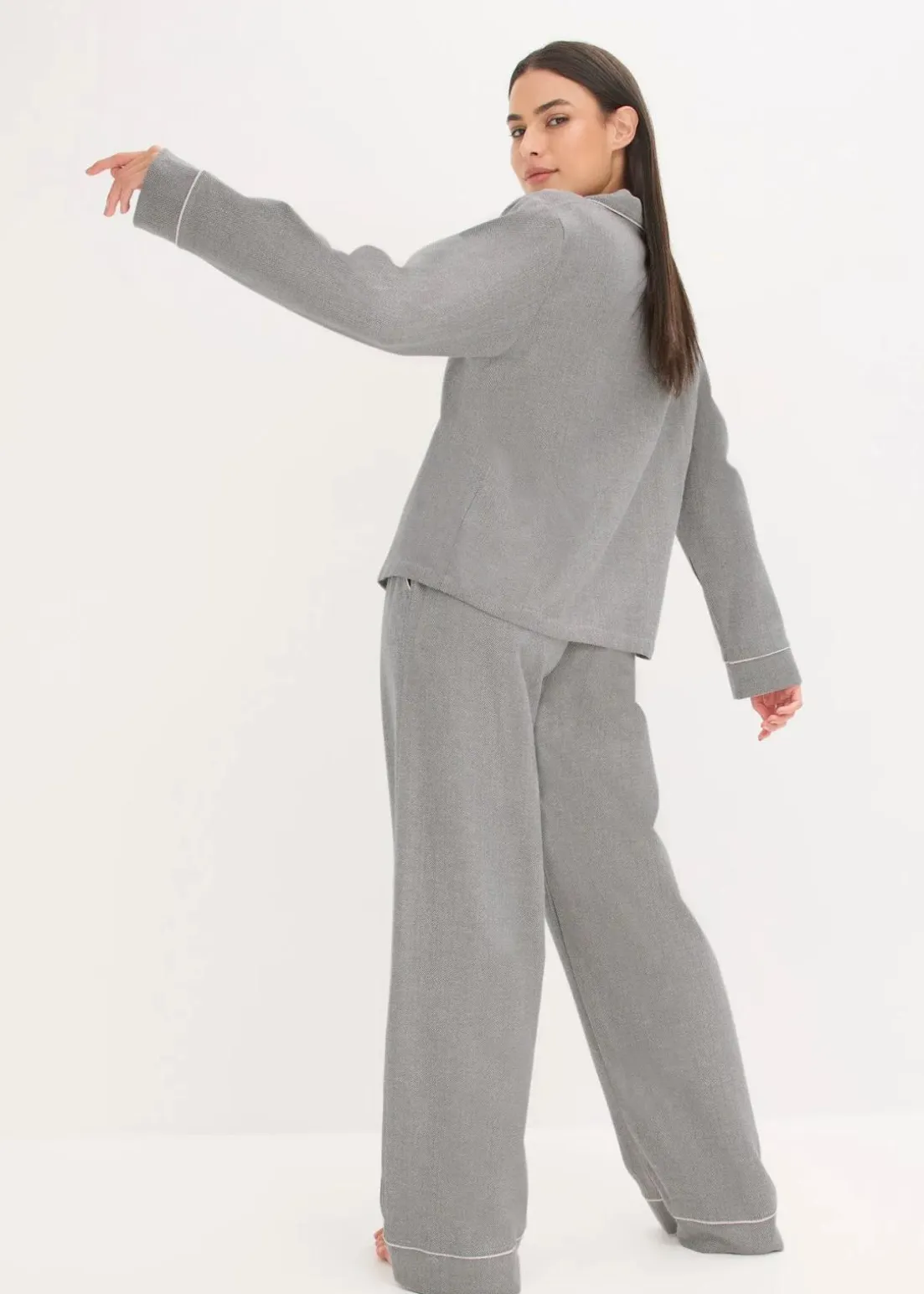 Gewebter Flanell Pyjama mit Fischgrätmuster