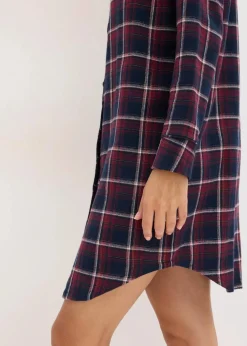 Gewebtes Nachthemd aus Flanell mit Knopfleiste