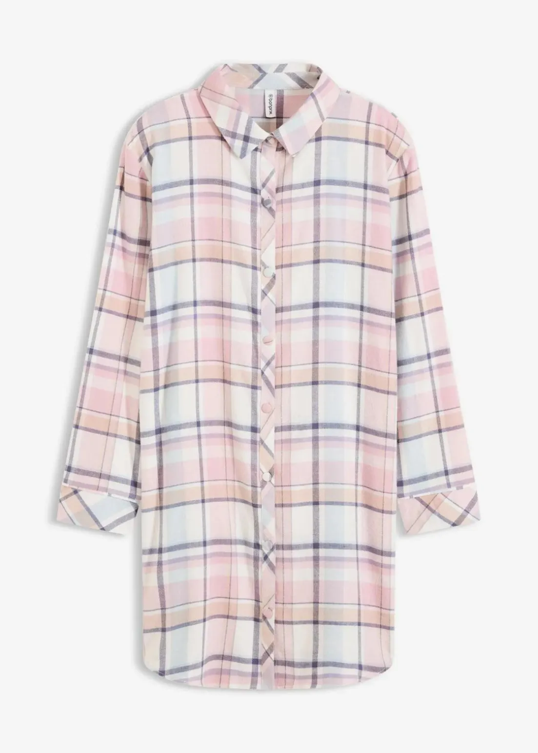 Gewebtes Nachthemd aus Flanell mit Knopfleiste