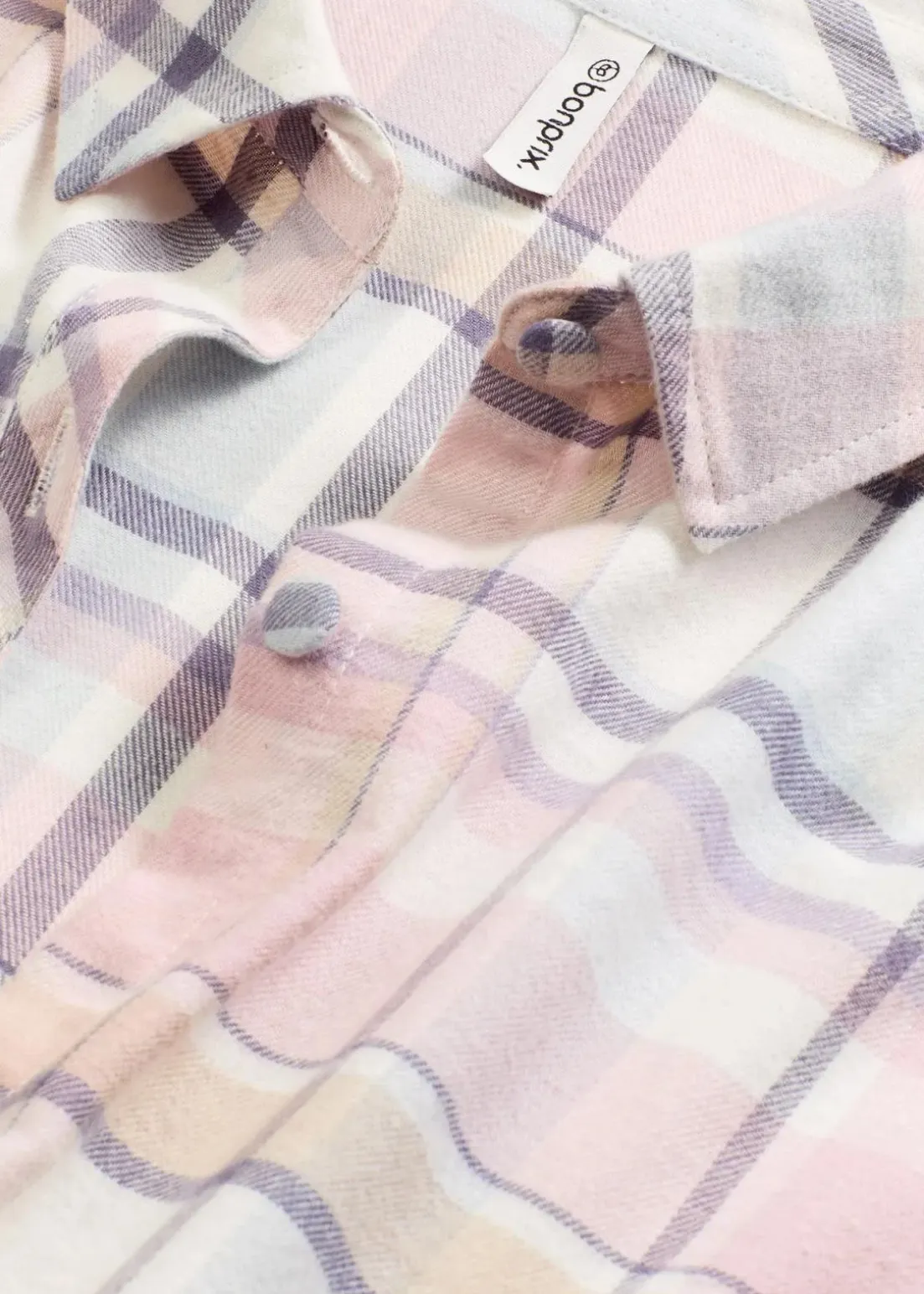 Gewebtes Nachthemd aus Flanell mit Knopfleiste